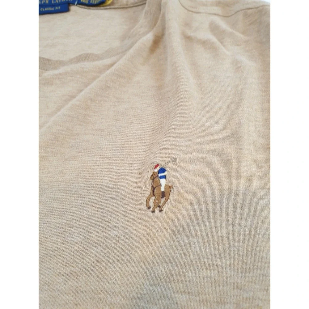 Polo Ralph Lauren Shirt Men's 2XL Long Sleeve Classic Fit Flesh Pony Beige - Picture 2 of 11